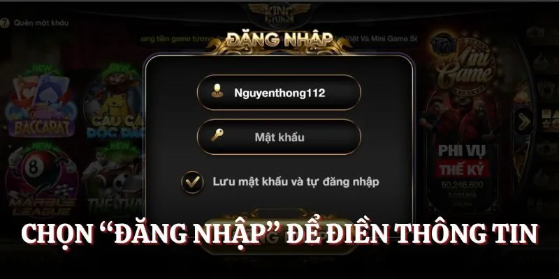 Chọn “Đăng nhập” để điền thông tin