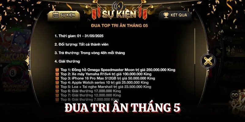 Đua top tri ân cho hội viên tháng 5