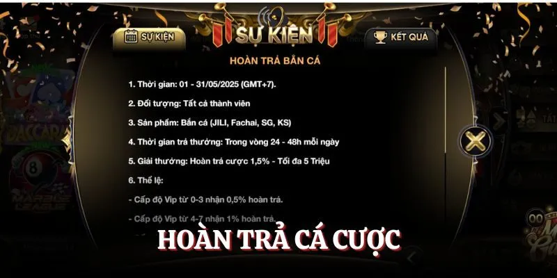 Hoàn trả game bắn cá 5 triệu mỗi ngày