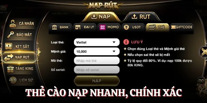 Thẻ cào nạp nhanh, chính xác